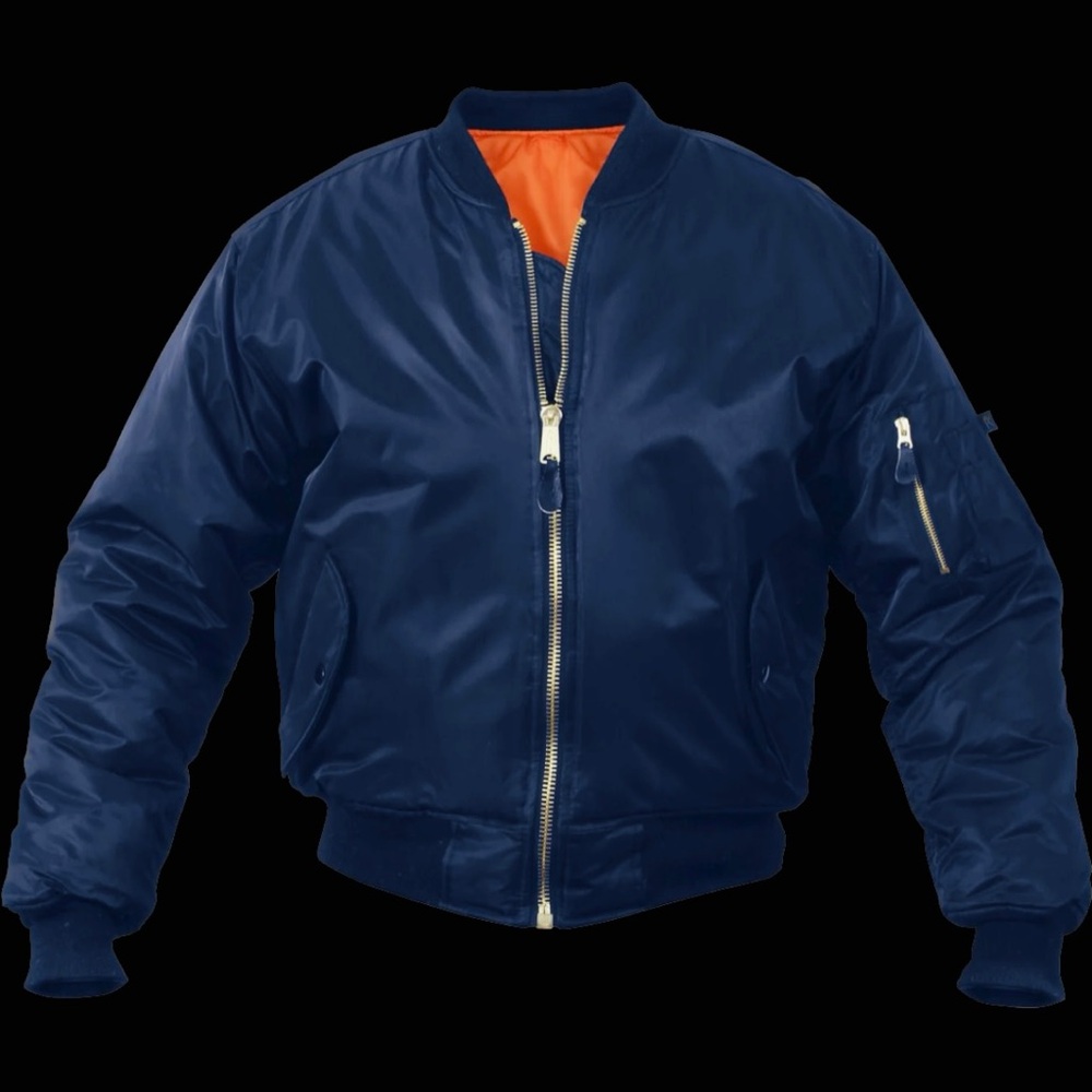 ROTHCO | S | MA-1 FLIGHT Men’s Navy Blue Technical Zip Cargo Bomber Jacket - Picture 2 of 16